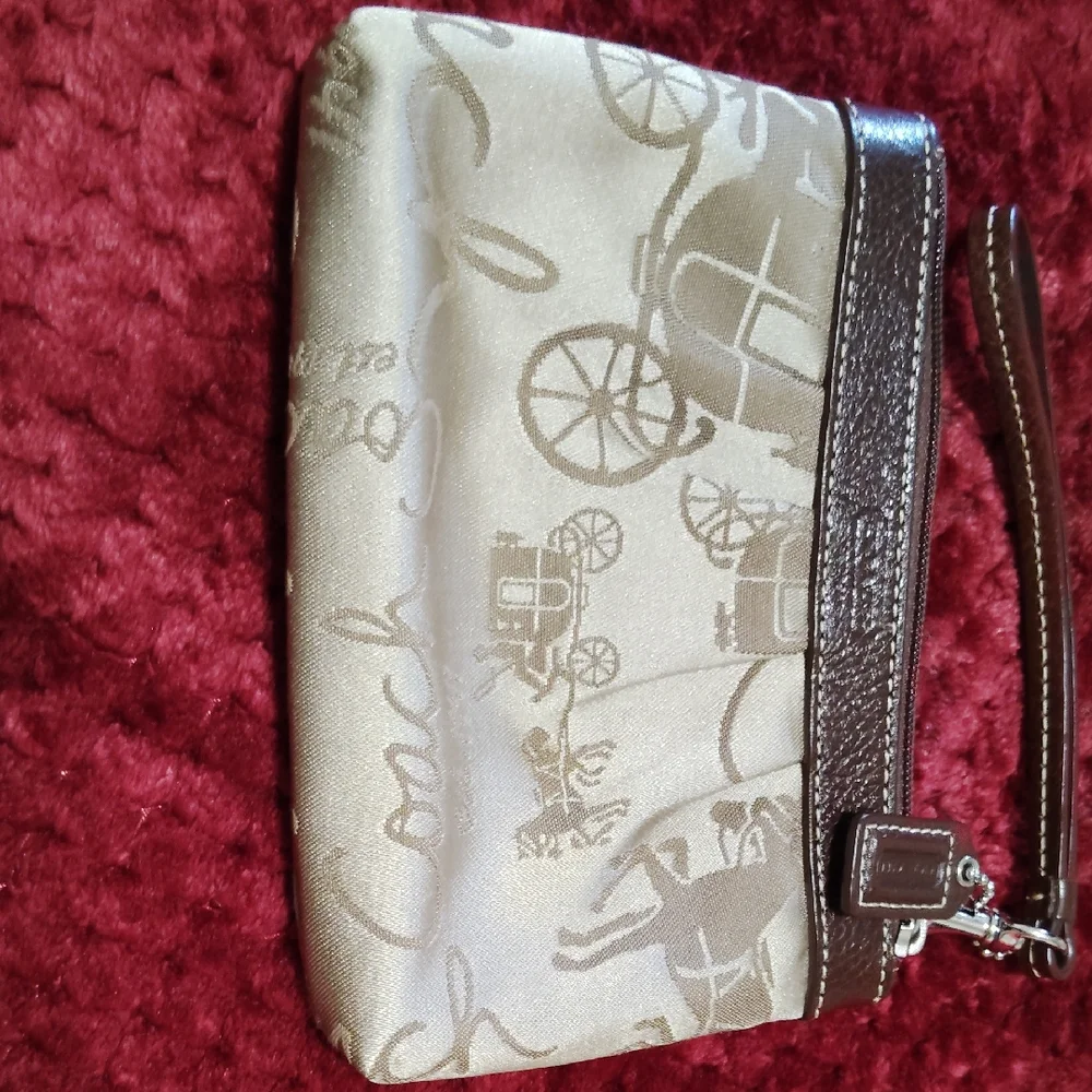 Coach Beige and Dark Brown Wristlet